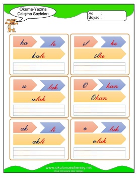 k sesi Grubu Çalışma Sayfaları